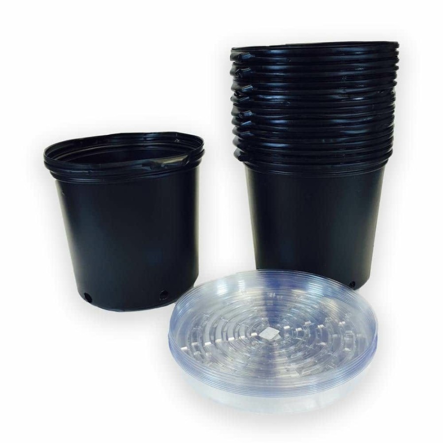 * Viagrow 5 Gal. Plastic Nursery Trade Pots With Saucers (4.02 Gal./15.19 L) (10-Pack)