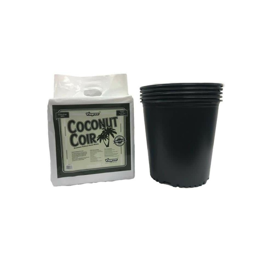 * Viagrow 5 Gal. Nursery Trade Pots With Coconut Coir Growing Media (5-Pack)