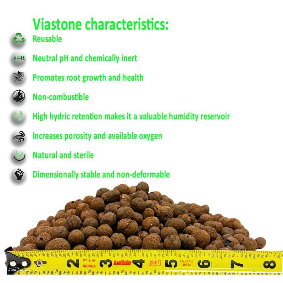 * Viagrow 20 Liters / 0.70 Cu. Ft. / 4 Gal. / Hydroponic Gardening Medium, Grow Rock, Expanded Clay Pebbles (2-Bags Of 10-Liters)