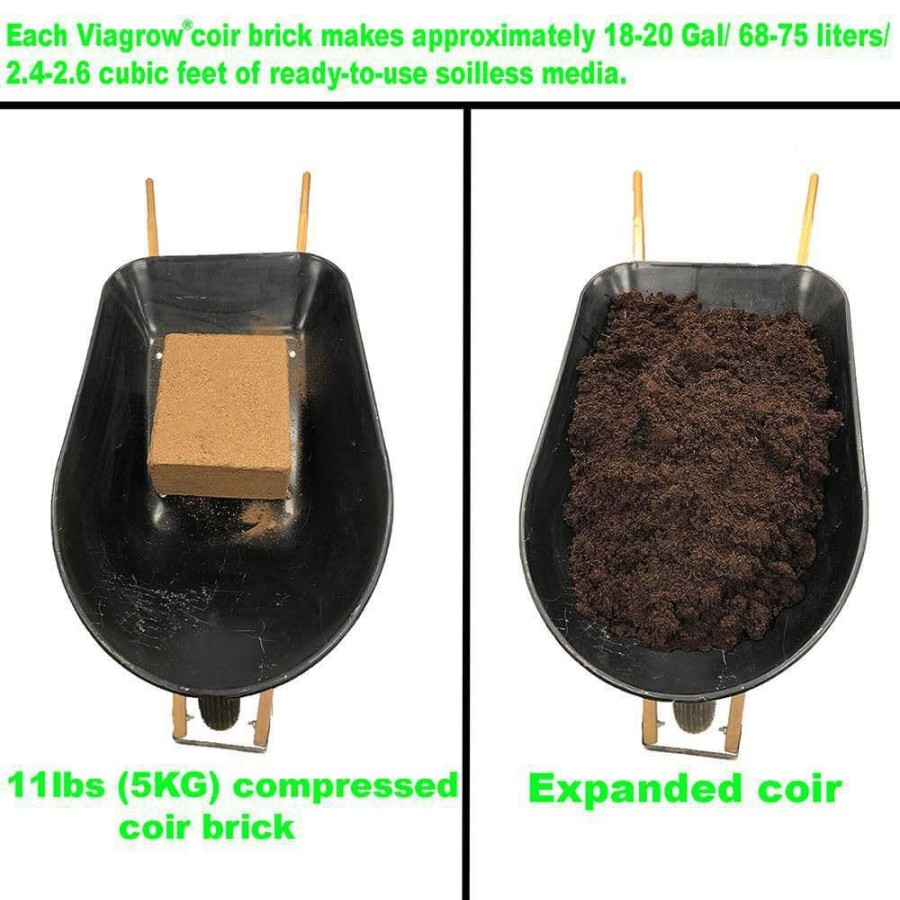 * Viagrow 11 Lb. (5Kg) Coconut Coir Block & 1Lb Earth Worm Castings, Coco Coir And Earth Worm Castings, (Expands Up To 18 Gallons)