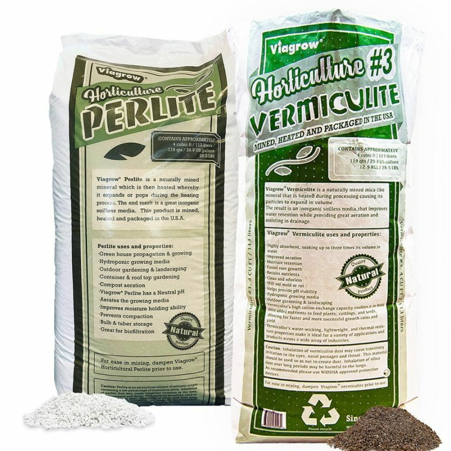 * Viagrow Organic 8 Cu. Ft. 4Cf Perlite And Vermiculite Planting Soil Additive Growing Medium 236 Qt./60 Us Gal. (2-Pack)