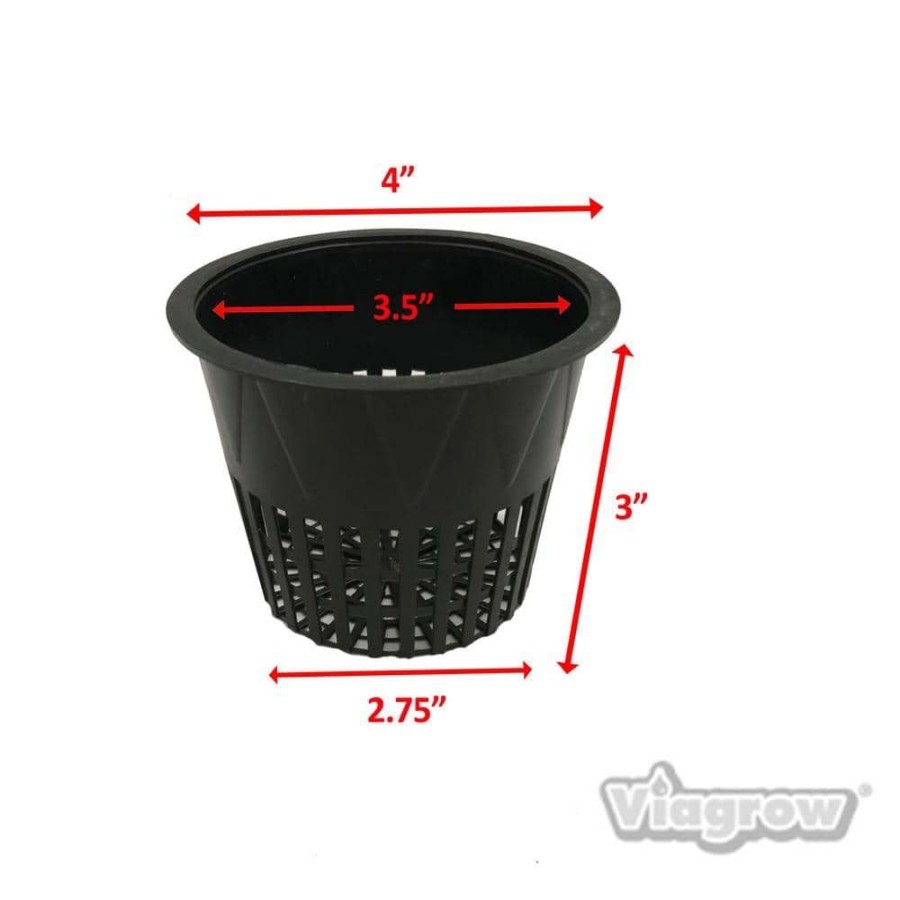 * Viagrow 4 In. Black Round Cup With Slotted Black Plastic Mesh Net Pot (50-Pack)
