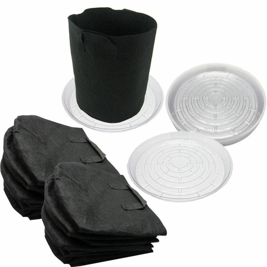 * Viagrow 10 Gal. Fabric Pots With 17 In. Saucers (10-Pack)