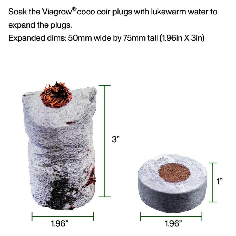 * Viagrow Coco Coir Seed Starter Plugs, Sustainable, Expandable Coco Discs 50Mm/1.96 In. (50-Pack)
