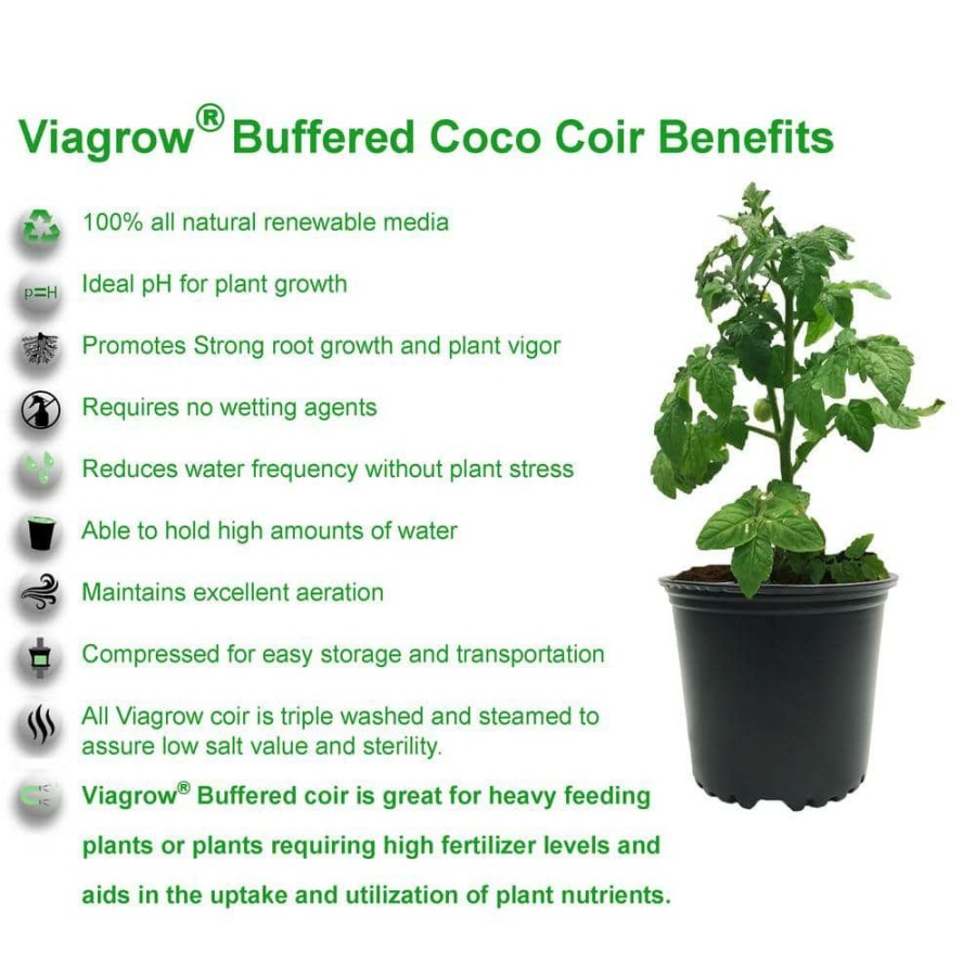 * Viagrow 1.5 Cu. Ft. Coco Coir Buffered Premium Coconut Growing Medium 50L./52.8 Qt./13.2 G.