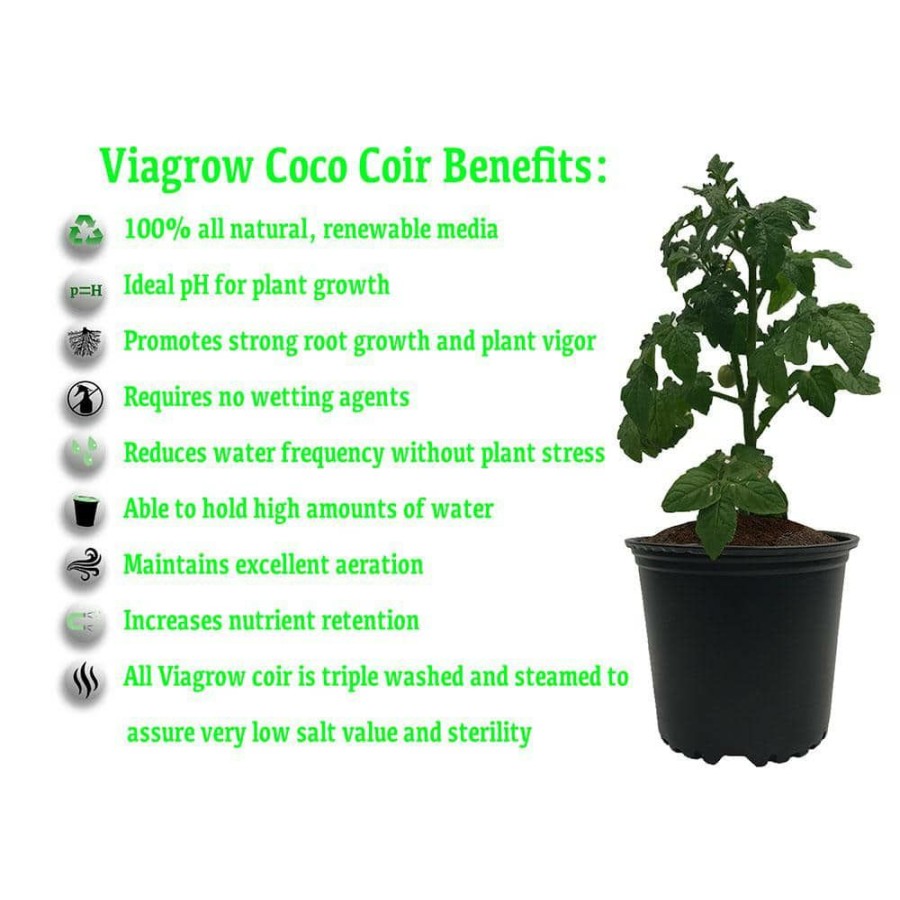 * Viagrow 1.5 Cu. Ft. Coco Coir Fluffed Coconut Pith Fiber Soilless Grow Media Bag