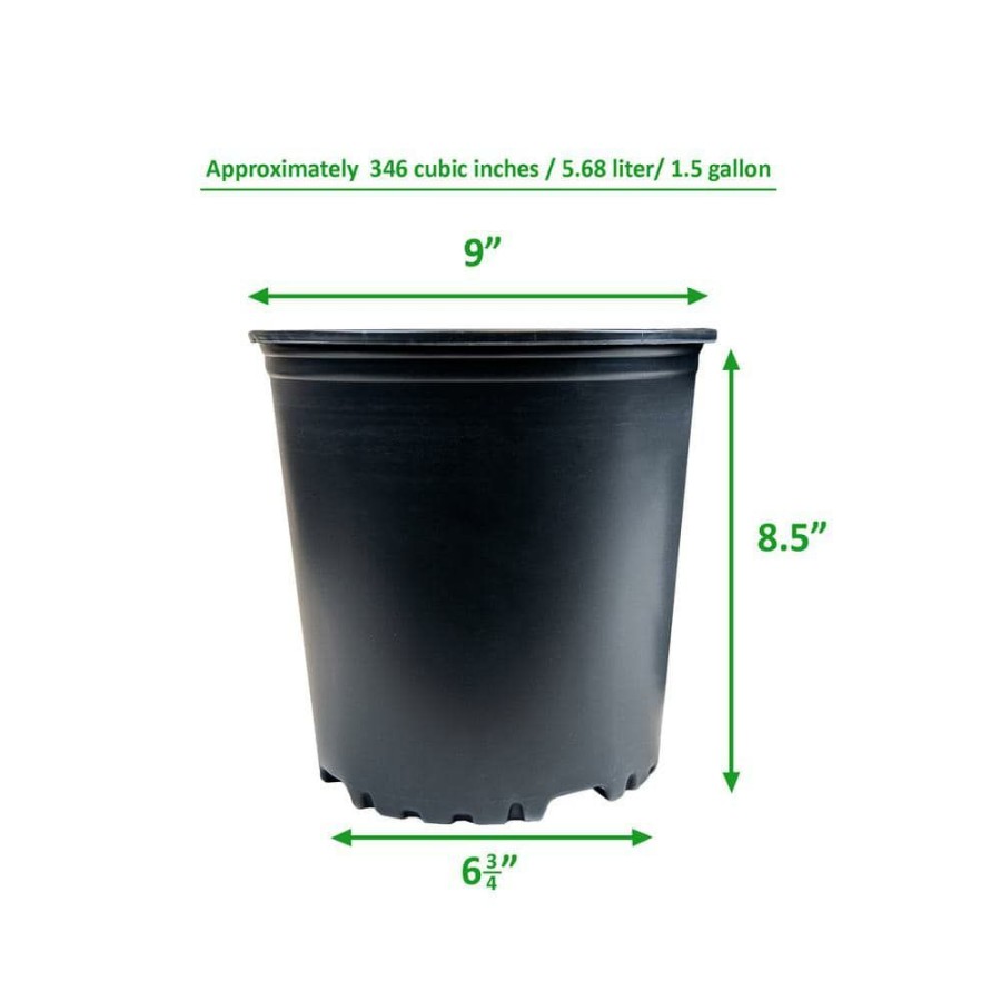 * Viagrow 1 Gal. Plus Plastic Nursery Pots 1.5 Gal/5.68 L/346 Cu. In. (10-Pack)