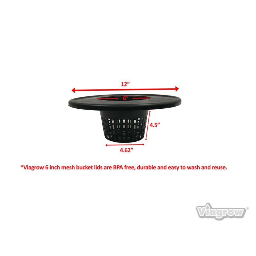 * Viagrow 6 In. Black Net Pot Mesh Bucket Lid Insert (10-Pack)