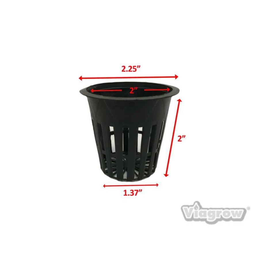 * Viagrow 2 In. Black Round Cup With Slotted Black Plastic Mesh Net Pot (50-Pack)